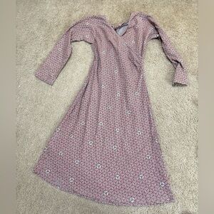 Patagonia Bay Laurel Faux Wrap Dress Geometric Pattern 3/4 Sleeve Size Small